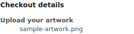 Saved artwork filename in the WooCommerce order.
