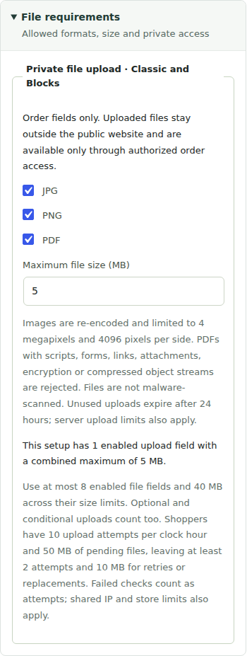 Cartdini Pro file format and size settings.