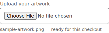 Actual checkout confirms sample-artwork.png is ready for this checkout.